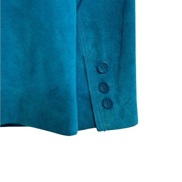 Liz Clairborne blue faux suede velour blazer, size M. - Picture 3 of 6
